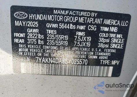 2025 Hyundai Ioniq 5 Sel z USA, uszkodzony, nr VIN 7YAKN4DA8SY025570